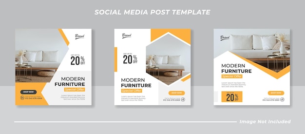 Social media instagram feed post furniture sale banner template