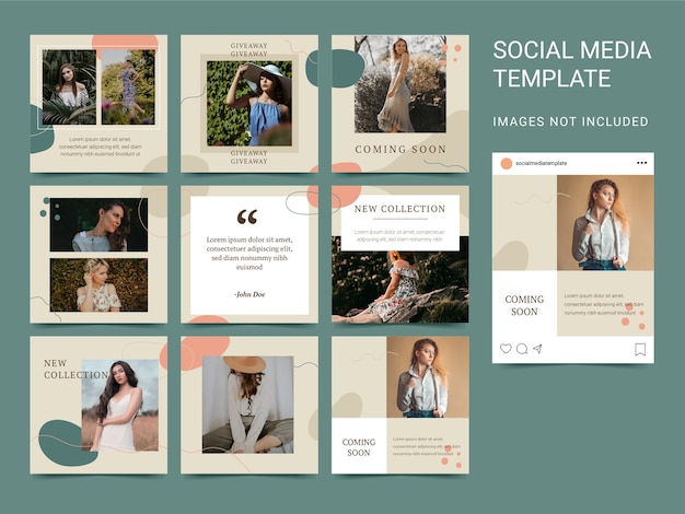 Social media Instagram post square puzzle template.  