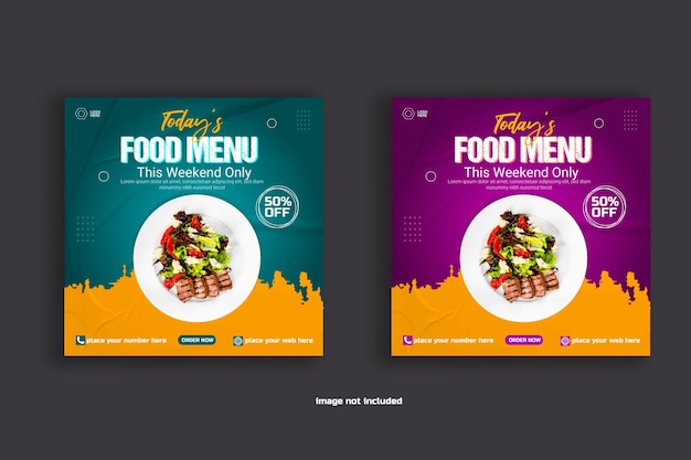 Social media Instagram post template for food promotion banner template