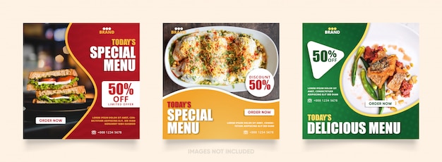 social media instagram post template for food promotion banner