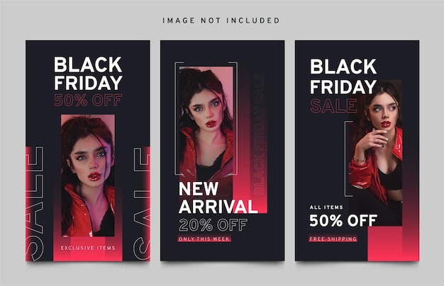 Vector social media instagram stories black friday promotion template