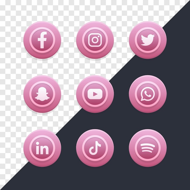 Social media logos on transparent background