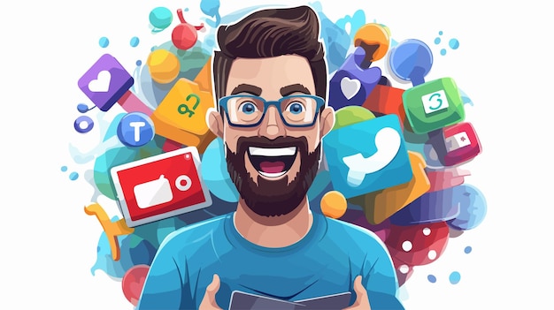 Social Media Marketing Cartoon of a Man Avatar