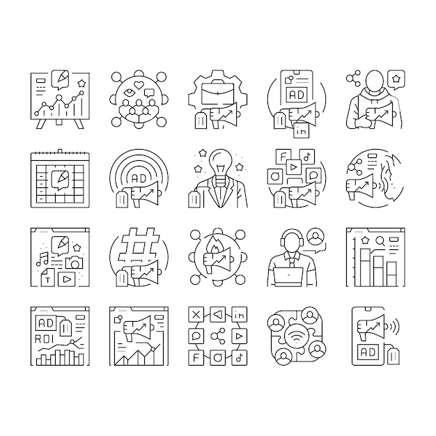 Social media marketing icons set vector