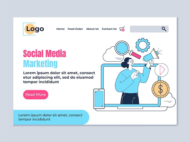 Social media marketing landing page design element template