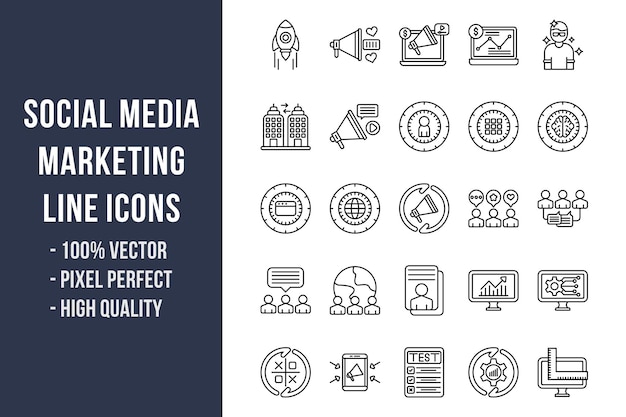 Social Media Marketing Line Icons