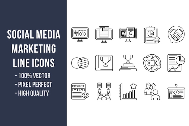 Social Media Marketing Line Icons