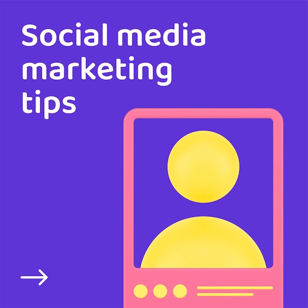 Social media marketing tips smartphone application social media post 3d icon vector