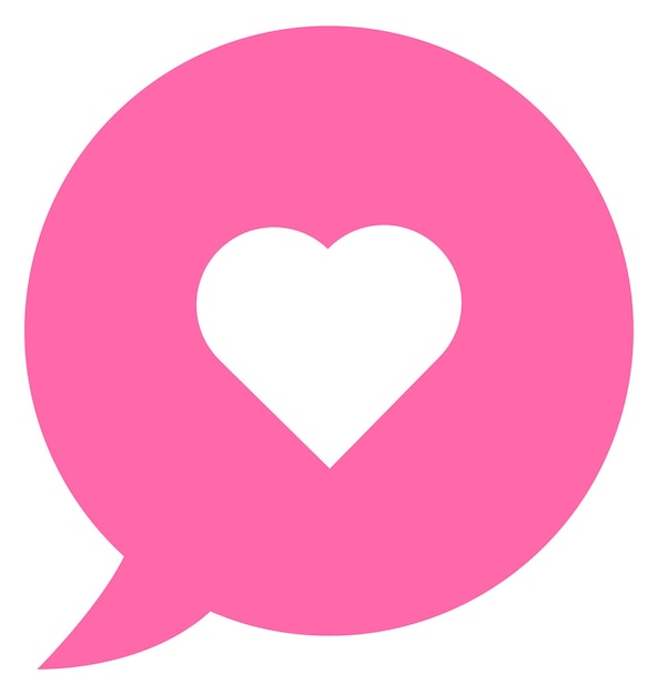 Social media message with pink heart Like comment