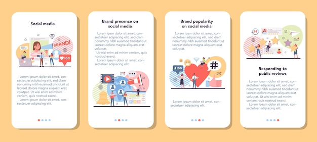 Social media mobile application banner set