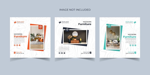 Social media Modern interior  furniture sale banner bundle design for Instagram feed post