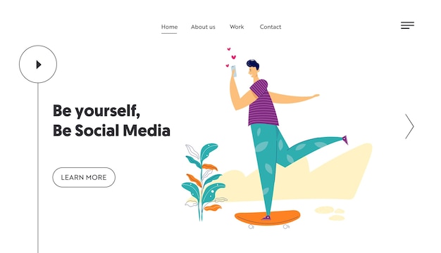 Social Media Network Concept Landing Page Template