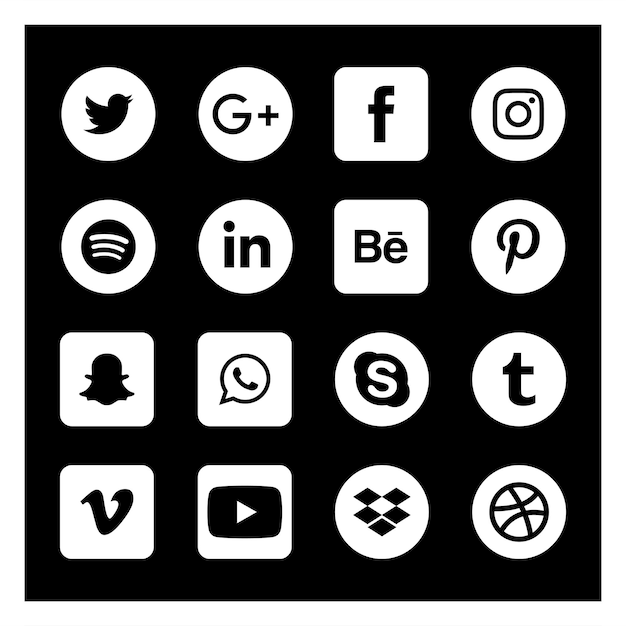 Vector social media network icon symbol logotype pictogram set