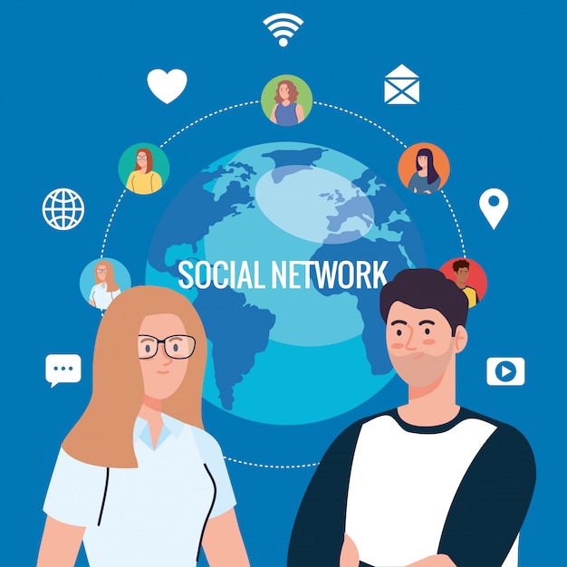 Social media network, people connected for digital, interactive, communicate and global concept 