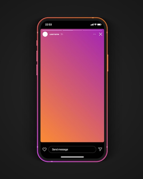 Vector social media network stories vivid gradient background on smartphone screen