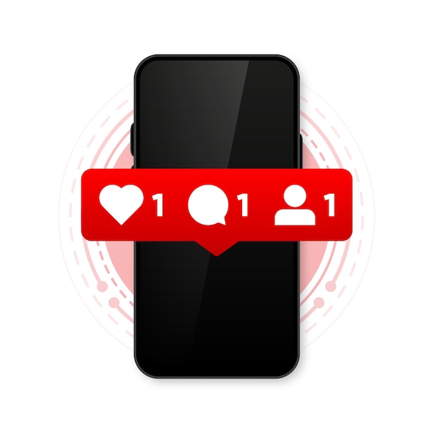 Social Media Notification label Subscribe comment and like icon Social media concept Vector