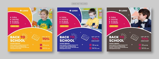 Social media pack template or Instagram post and back-to-school social media pack template