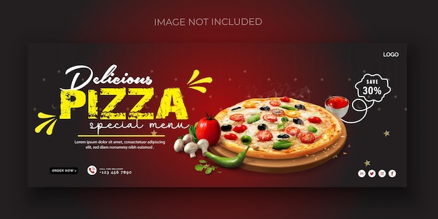 Vector social media pizza cover banner design template