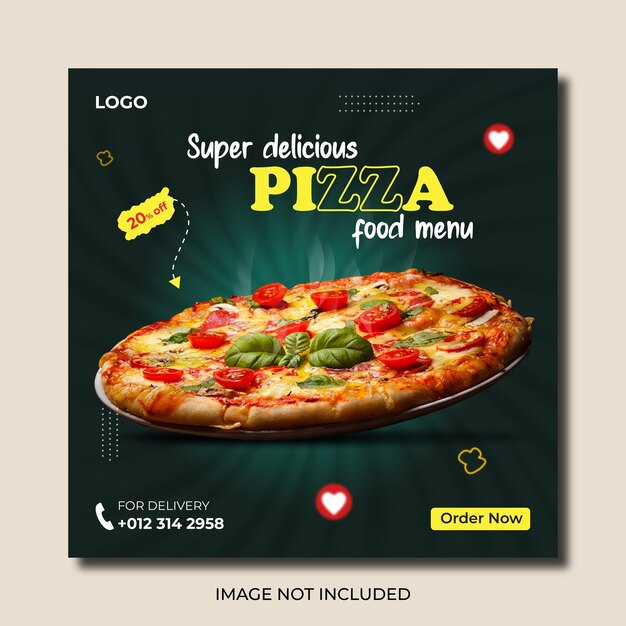 Vector social media pizza food promotion and instagram banner post template