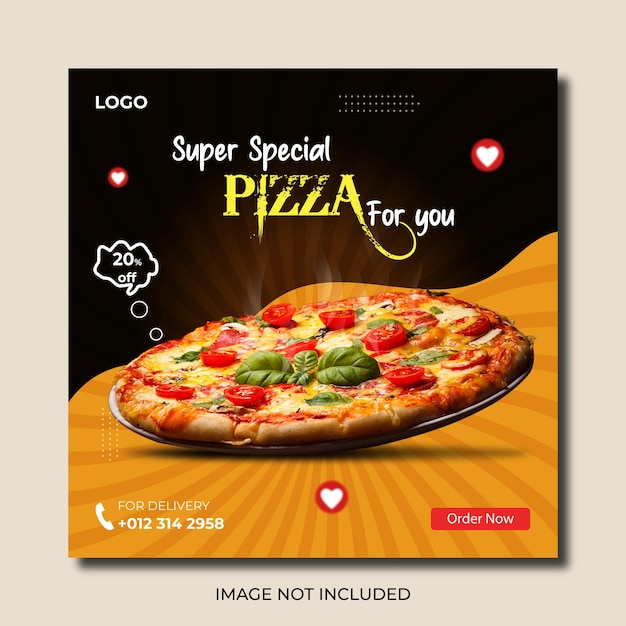 Vector social media pizza food promotion and instagram banner post template