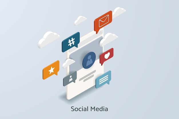 Social media platform with social media icons online social communication