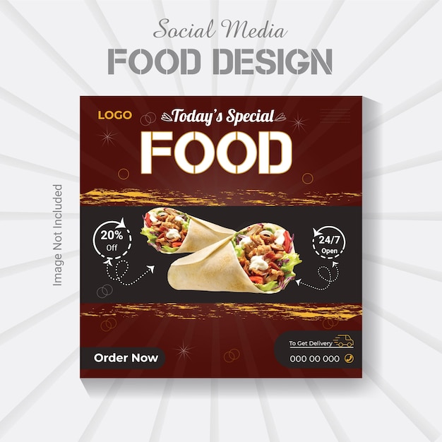 Social media post Asian food design template, modern restaurant food poster layout.