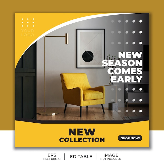 Social media post banner template, new furniture collection design