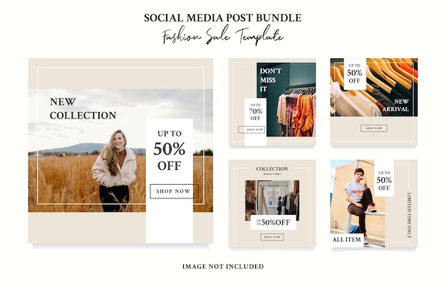 Social Media Post Bundle Fashion Sale Template Design