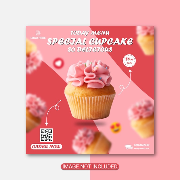 Social Media Post Design Or Cupcake Banner Design Premium Vector