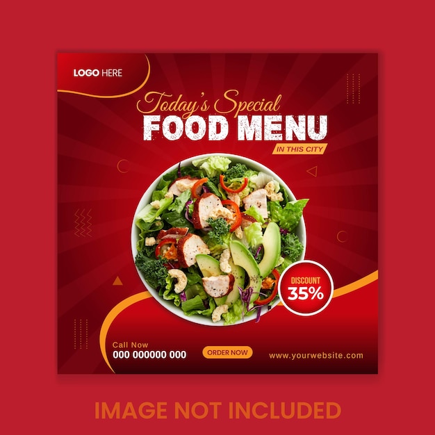 Social media post design food menu