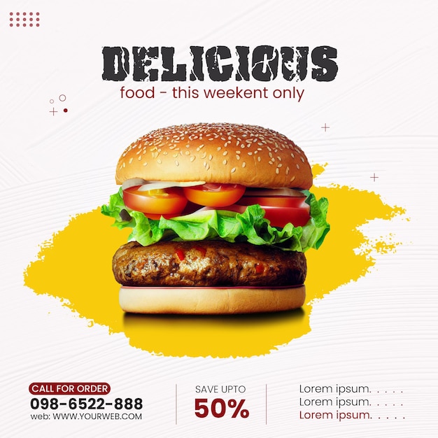 Vector social media post design food post design burger design