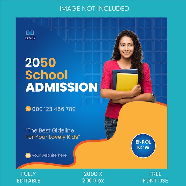 Social Media Post Design Template For School Admission