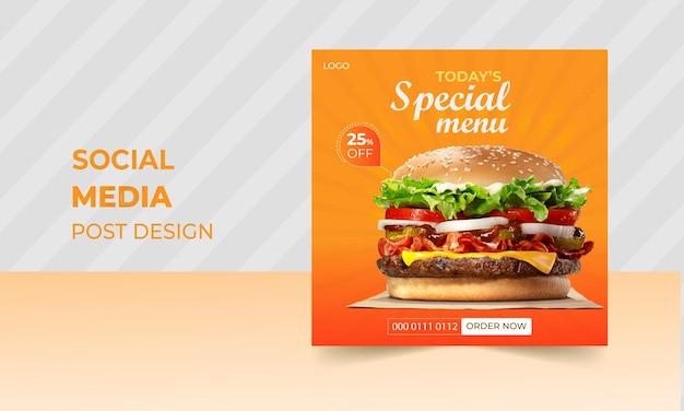 A Social Media Post designed for a fastfood restaurant that says today's special menu