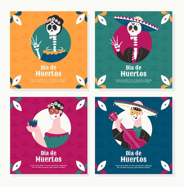 Social Media Post Dia de Muertos Template Illustration