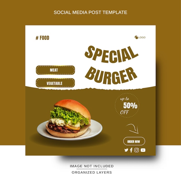 Social Media Post Food Menu for Restaurant