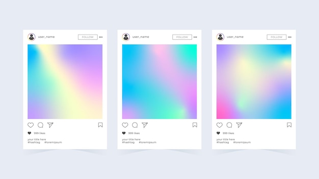 Social Media Post Frame Mockup With Holographic Gradient