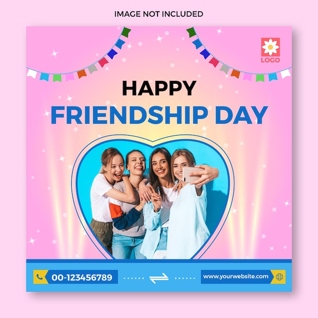 Social Media Post for Friendship Day with Pink Background