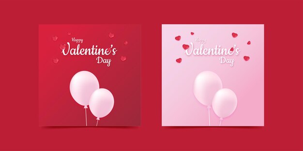 Social media post happy valentine balloon love pink color