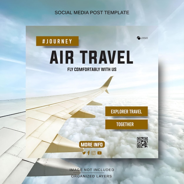 Vector social media post instagram for aircraft