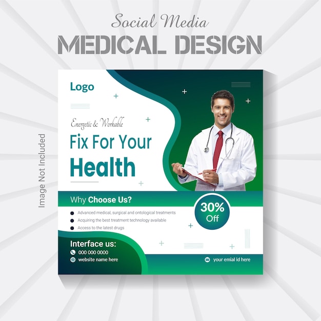 Social media post medical banner design template. vector social media healthcare doctor poster.