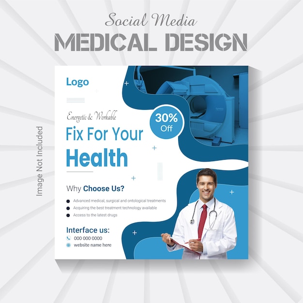 Social media post medical banner design template. vector social media healthcare doctor poster.