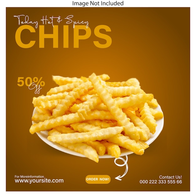 Vector social media post for spicy chips