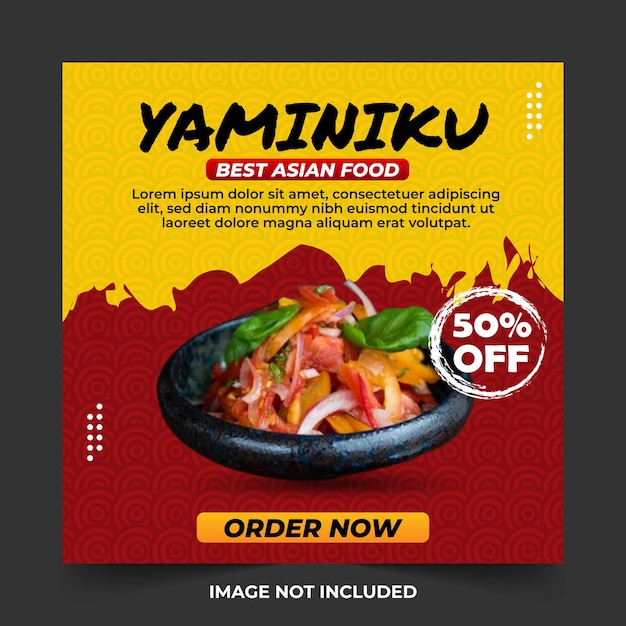 Social media post template Asian Food poster. Asian Menu Ads. Poster Promotion Discount Restaurant