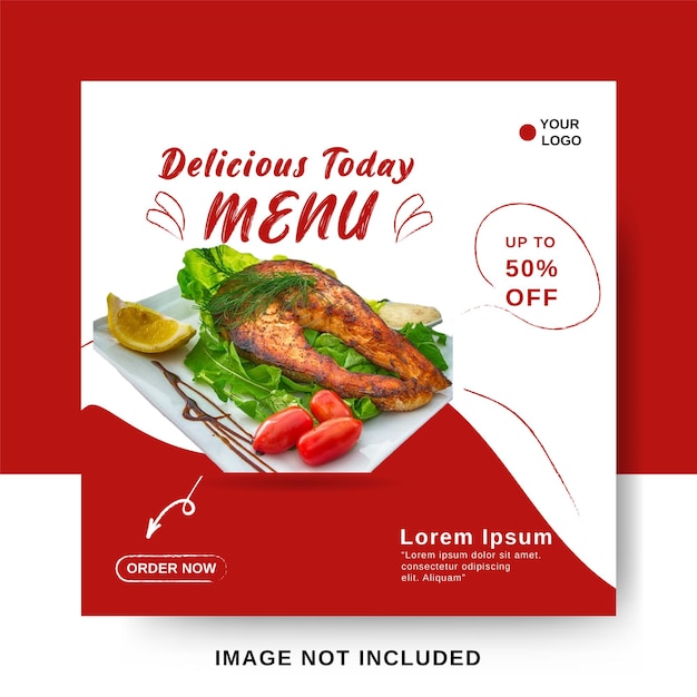 Social media post template banner for restaurant food menu special delicious