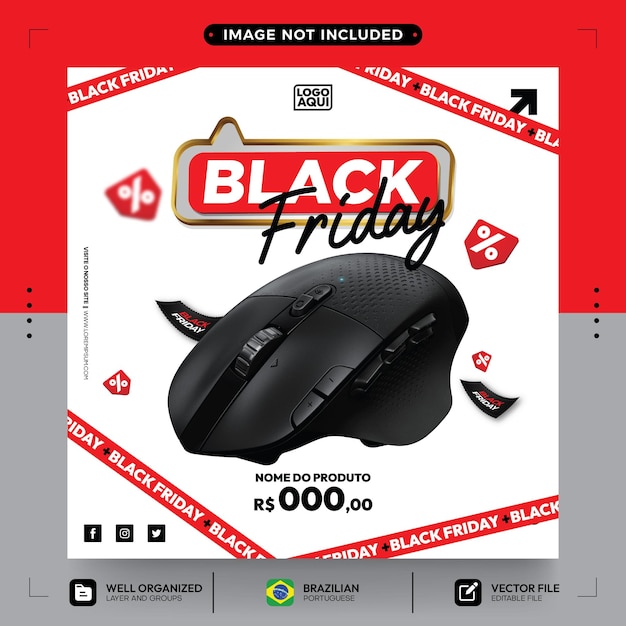 social media post template for black friday discount ad