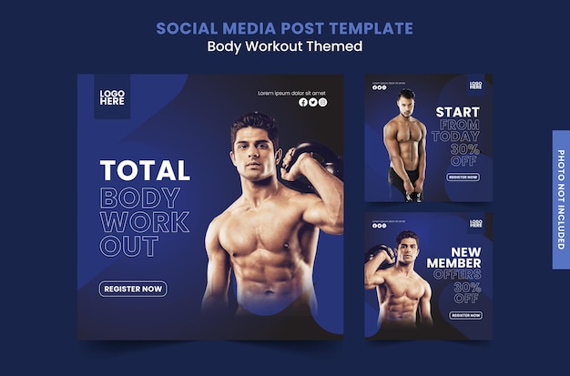 Social Media Post Template Body Workout Themed