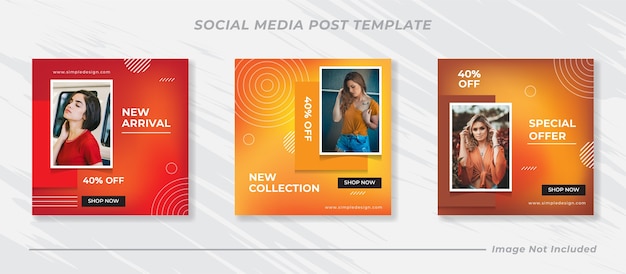 Social media post template collection instagram fashion