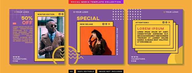 Vector social media post template collection set