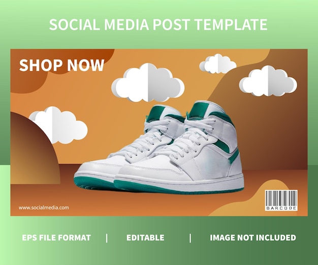 Social media post template design minimalist design papper cut design style