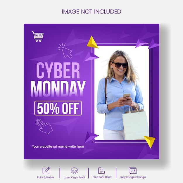 Social Media Post Template for Ecommerce Discount Offer and cyber Monday Online Shopping Ads banner